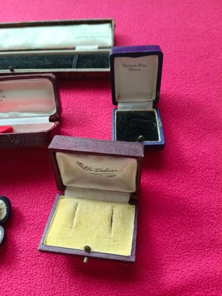 Lote Cajas Joyas Antiguas Azul y Marrón