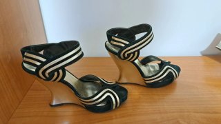 Zapatos Fosco Cuña Talla 37 Negro Dorado
