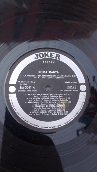 Gabriella Ferri Roma Canta Vinile Joker SM 3041