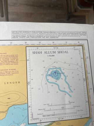 Carta náutica Dubay y Jazirat Qeshm