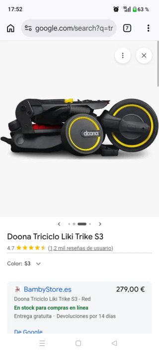 Triciclo Doona Rojo