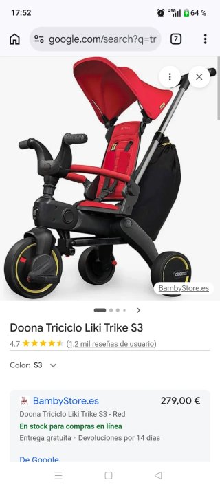 Triciclo Doona Rojo