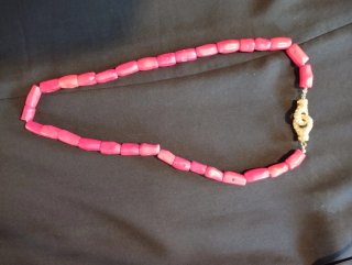 Collana corallo rosso vintage con strass