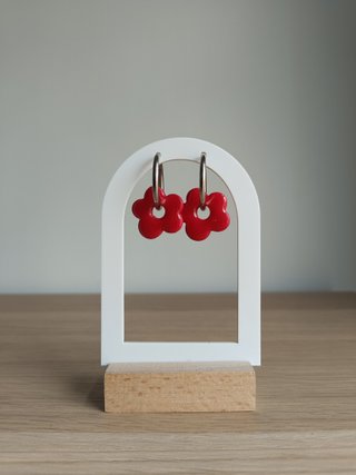 Pendientes Flor Arcilla Polimérica Rojo