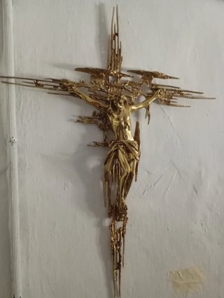 Crucifijo Brutalista Bronce 75x60cm Arte