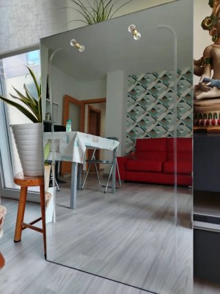 Espejo grande plateado casi sin uso 1*83 cm