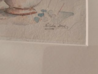 Cuadro acuarela original firmada flores