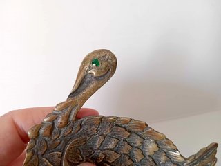 Cinzeiro Vintage Cisne Bronze Maciço