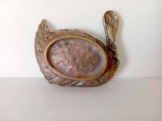 Cinzeiro Vintage Cisne Bronze Maciço