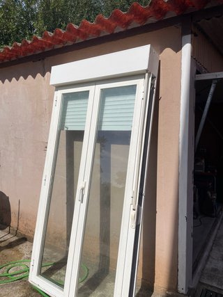 2 Puertas Balconeras Aluminio Blanco 235x120