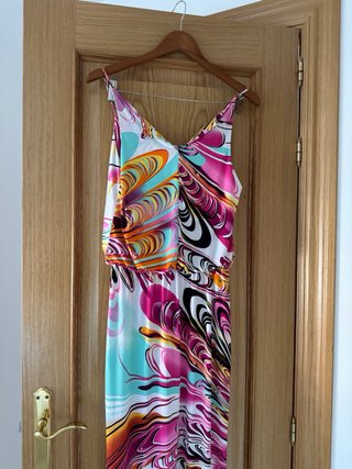 Vestido largo estampado multicolor