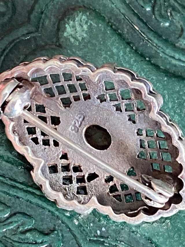 Precioso Broche Vintage Plata 925 y Nácar