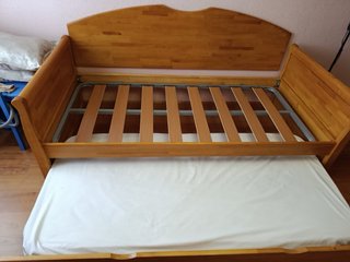 Cama nido de madera con colchón y somier
