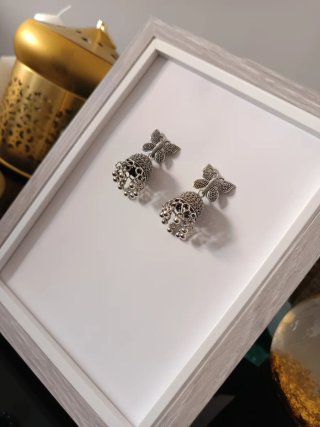 Pendientes mariposa plateados hippie boho India