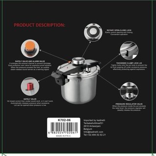 Olla a Presión Kadirelli 6L Acero Inox