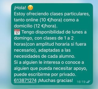 Ofrezco clases particulares!
