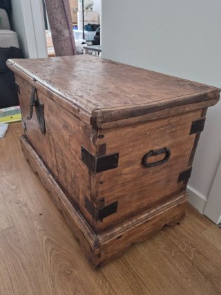 Baúl antiguo de madera maciza,Vintage y decorativo