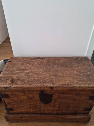 Baúl antiguo de madera maciza,Vintage y decorativo
