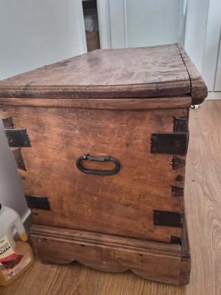 Baúl antiguo de madera maciza,Vintage y decorativo