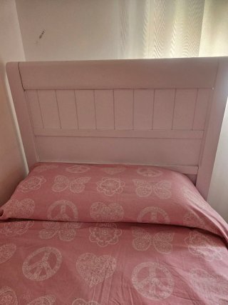 Cama madera blanca 90x190 con 3 cajones y colchón