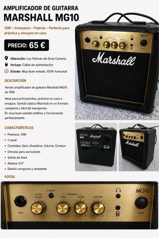 Amplificador Guitarra Marshall MG10