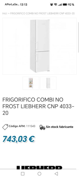 Frigorífico Liebherr CNP 4033 NUEVO SIN ESTRENAR