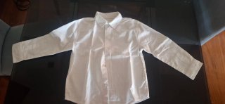 Camisa Zara Lino Blanca Manga Larga niño 6/7 años