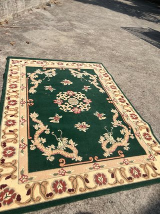Alfombra Oriental Verde y Beige  170*220