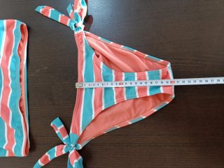 Conjunto Bikini Rayas Rojo y Turquesa