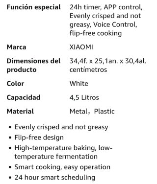 Freidora de Aire Xiaomi 4.5L