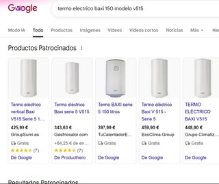 Termo eléctrico Baxi 150L de obra nueva, sin usar