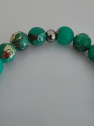 Bracciale elastico acciaio e pietra verde
