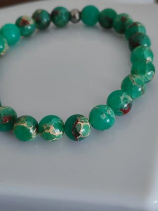 Bracciale elastico acciaio e pietra verde