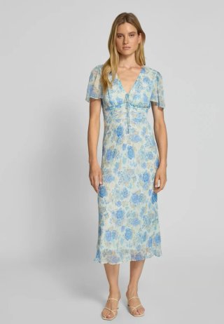 Vestido midi floral manga corta