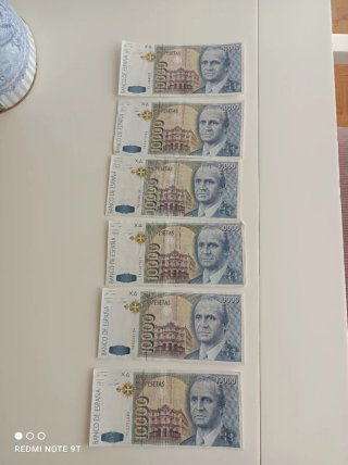6 Billetes 10000 Pesetas Serie 1