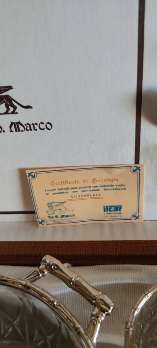 Juego de ponche o postre de cristal y metal
