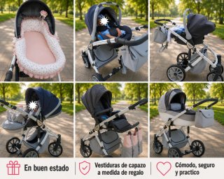 Carrito de bebé 3 piezas: capazo, silla y portabeb