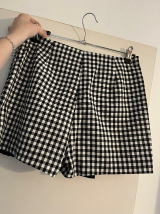 Falda pantalón Zara cuadros blanco y negro