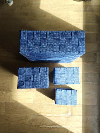 Juego 4 Cajas Organizadoras Azul/Blanco