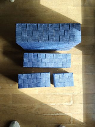 Juego 4 Cajas Organizadoras Azul/Blanco