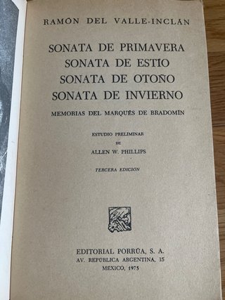Sonatas de Valle-Inclán - Porrúa 1975