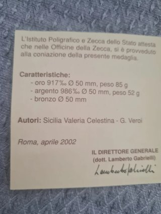 Medaglia commemorativa Roma 2002