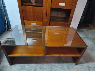 Mesa de salón cristal y madera