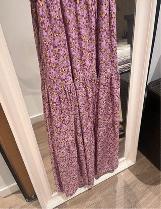 Vestido largo tirantes nido abeja floral