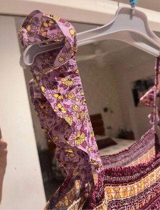 Vestido largo tirantes nido abeja floral