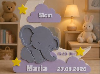 Regalo Nacimiento Personalizable Elefante Luna