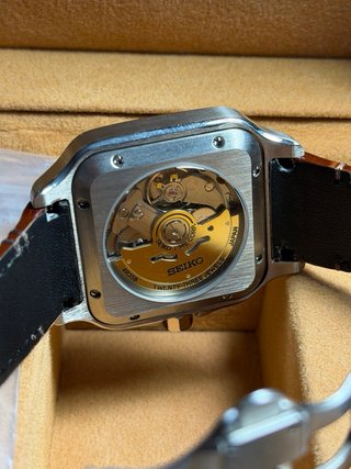 Seiko Mod Santos 38mm Oro y Plata Correa Piel