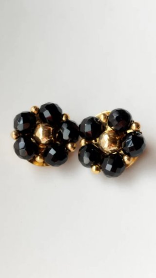 Pendientes clips vintage negros y dorados