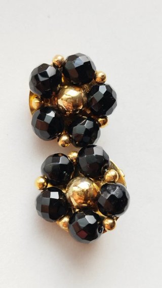 Pendientes clips vintage negros y dorados