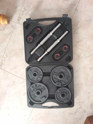 Banco musculación y mancuernas 20kg